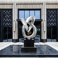 Statues & Sculptures Giant|Floor Standing-Infinity Fusion 180cm Silver Metal Garden Sculpture