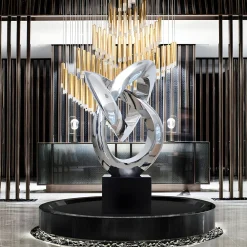 Statues & Sculptures Giant|Floor Standing-Infinity Fusion 180cm Silver Metal Garden Sculpture