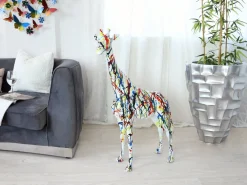 Statues & Sculptures Floor Standing|Animals-Inked Giraffe 100cm Multicolour Resin Indoor Sculpture