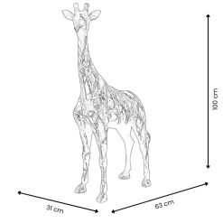 Statues & Sculptures Floor Standing|Animals-Inked Giraffe 100cm Multicolour Resin Indoor Sculpture