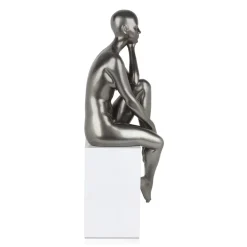 Statues & Sculptures Figurative|Floor Standing-Introspective 74cm Anthracite Resin Indoor Sculpture
