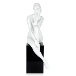 Statues & Sculptures Figurative|Floor Standing-Introspective 74cm White Resin Indoor Sculpture