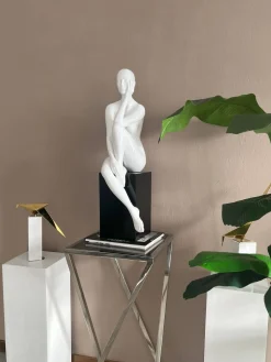 Statues & Sculptures Figurative|Floor Standing-Introspective 74cm White Resin Indoor Sculpture