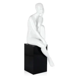 Statues & Sculptures Figurative|Floor Standing-Introspective 74cm White Resin Indoor Sculpture