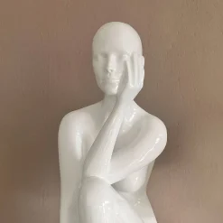 Statues & Sculptures Figurative|Floor Standing-Introspective 74cm White Resin Indoor Sculpture