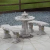 Statues & Sculptures Stone Benches-Japanese Stone Benches & Table Patio Garden Furniture Set