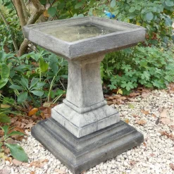 Statues & Sculptures Bird Baths-Keymer Modern Stone Garden Birdbath