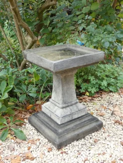 Statues & Sculptures Bird Baths-Keymer Modern Stone Garden Birdbath