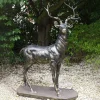 Statues & Sculptures Stags & Deers-Large Deer Left Facing Stag Bronze Metal Garden Statue