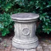Statues & Sculptures Plinths & Pedestals-Laurel Round Column Stone Garden Pedestal