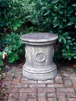 Statues & Sculptures Plinths & Pedestals-Laurel Round Column Stone Garden Pedestal