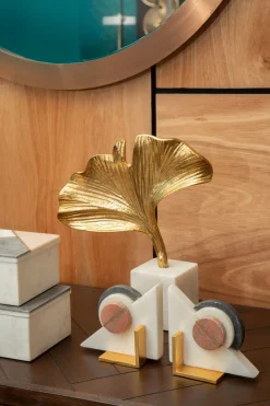 Statues & Sculptures Table Top|Contemporary-Leaf of Light 30cm Gold Metal Indoor Sculpture