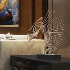 Statues & Sculptures Table Top|Abstract-Linear Motion 64cm Gold Metal Indoor Sculpture