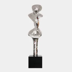 Statues & Sculptures Giant|Floor Standing-Liquid Fusion 238cm Silver Metal Garden Sculpture
