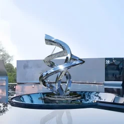 Statues & Sculptures Giant|Floor Standing-Liquid Helix 168cm Silver Metal Garden Sculpture