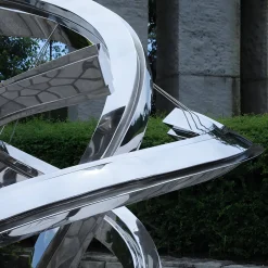 Statues & Sculptures Giant|Floor Standing-Liquid Helix 168cm Silver Metal Garden Sculpture