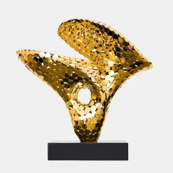 Statues & Sculptures Table Top|Abstract-Lucid Motion 47cm Gold Metal Indoor Sculpture