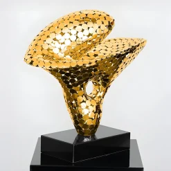 Statues & Sculptures Table Top|Abstract-Lucid Motion 47cm Gold Metal Indoor Sculpture
