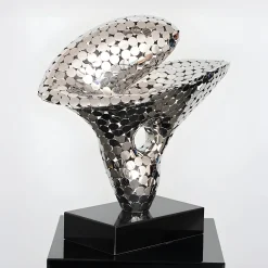 Statues & Sculptures Table Top|Abstract-Lucid Motion 47cm Silver Metal Indoor Sculpture