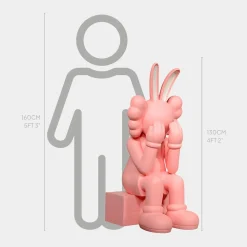 Statues & Sculptures Floor Standing|Pop Art-Lucify Playful Rabbit 130cm Pink Resin Indoor Sculpture