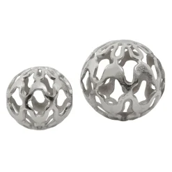 Statues & Sculptures Table Top|Abstract-Lumi Spheres 21cm Silver Metal Indoor Sculptures