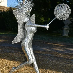 Statues & Sculptures Fairies-Luna Fairy 83cm Metal Wire Garden Sculpture