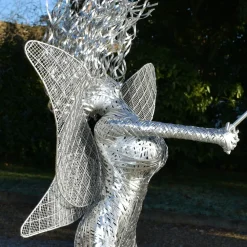 Statues & Sculptures Fairies-Luna Fairy 83cm Metal Wire Garden Sculpture