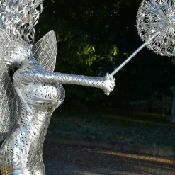 Statues & Sculptures Fairies-Luna Fairy Metal Wire Garden Sculpture