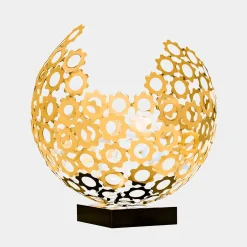 Statues & Sculptures Table Top|Abstract-Lunar Sphere 48cm Gold Metal Indoor Sculpture