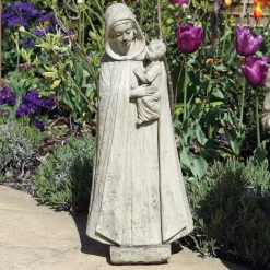 Statues & Sculptures Virgin Mary-Madonna and Friar Monk Stone Garden Statues