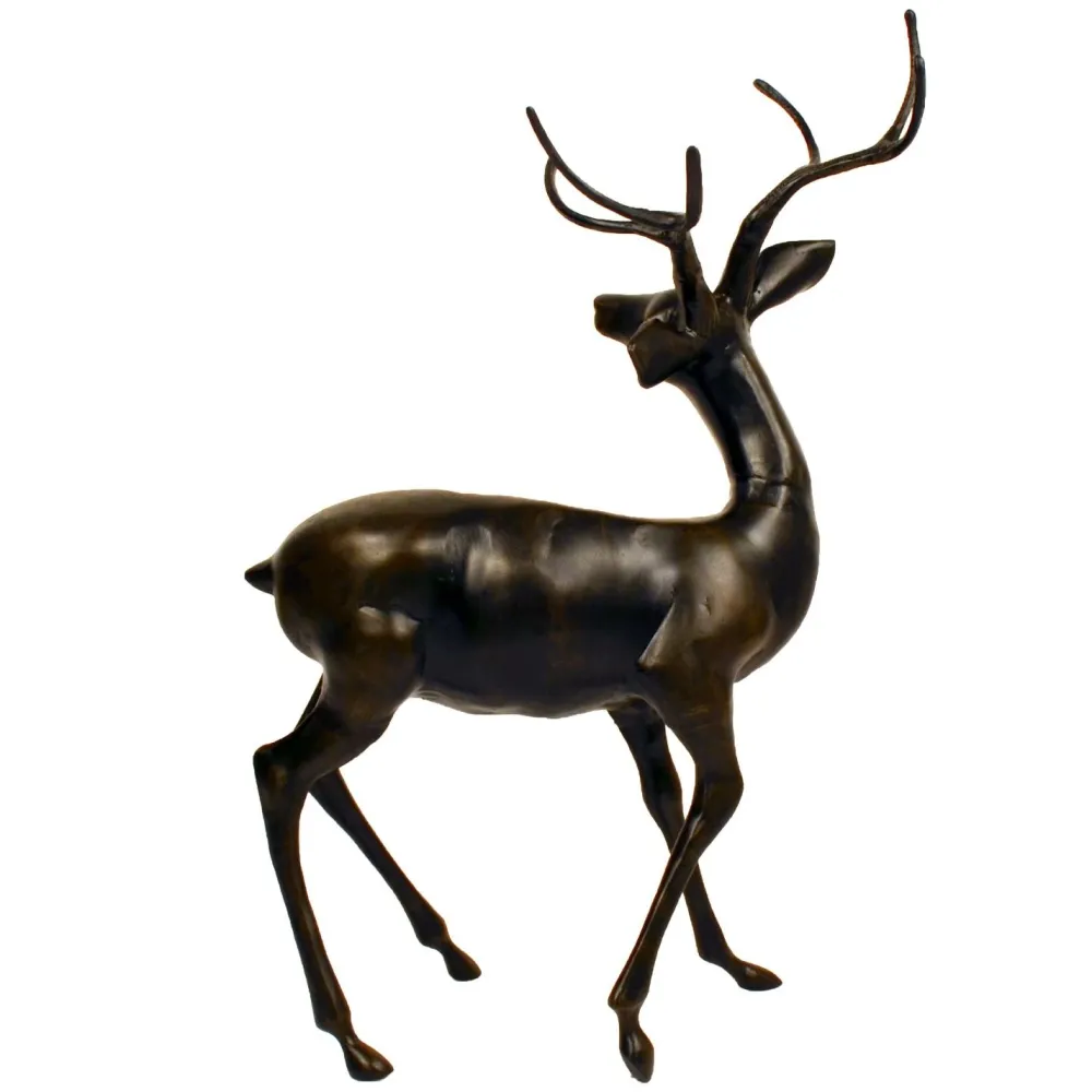 Statues & Sculptures Stags & Deers-Majestic Deer Bronze Metal Garden Statue