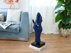Statues & Sculptures Floor Standing|Animals-Majestic Horse Head 70cm Blue Resin Indoor Sculpture