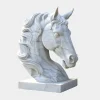 Statues & Sculptures Horses|Modern-Majestic Horse Head 120cm White Marble Garden Statue