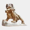 Statues & Sculptures Lions|Modern-Majestic Lion 120cm Yellow Marble Garden Statue v1