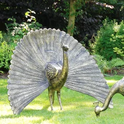 Statues & Sculptures Peacocks-Majestic Peacocks Life-Size Bronze Metal Garden Statues