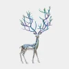Statues & Sculptures Wildlife|Stags & Deers-Majestic Stag 258cm Silver Metal Garden Sculpture