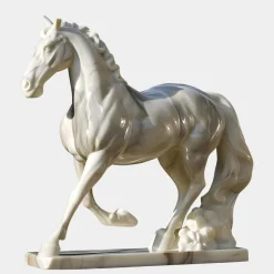 Statues & Sculptures Horses|Modern-Majestic Stallion 200cm White Marble Garden Statue
