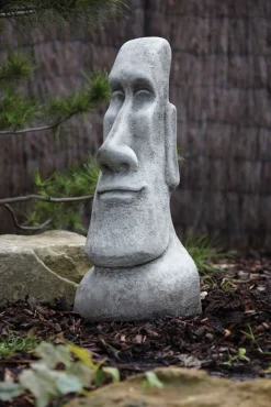 Statues & Sculptures Easter Island Heads-Male Easter Island Head Stone Garden Ornament