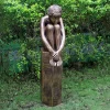 Statues & Sculptures Modern-Melina on Column 110cm Bronze Resin Garden Statue