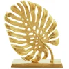 Statues & Sculptures Table Top|Contemporary-Monsera Leaf 37cm Gold Metal Indoor Sculpture
