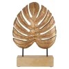Statues & Sculptures Table Top|Contemporary-Monsera Leaf 45cm Gold Wood Indoor Sculpture