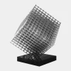 Statues & Sculptures Table Top|Floor Standing-Multiverse 100cm Silver Geometric Metal Garden Sculpture