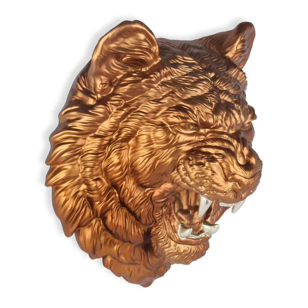 Statues & Sculptures Wall Art|Animals-Mystic Tiger 37cm Bronze Resin Wall Sculpture