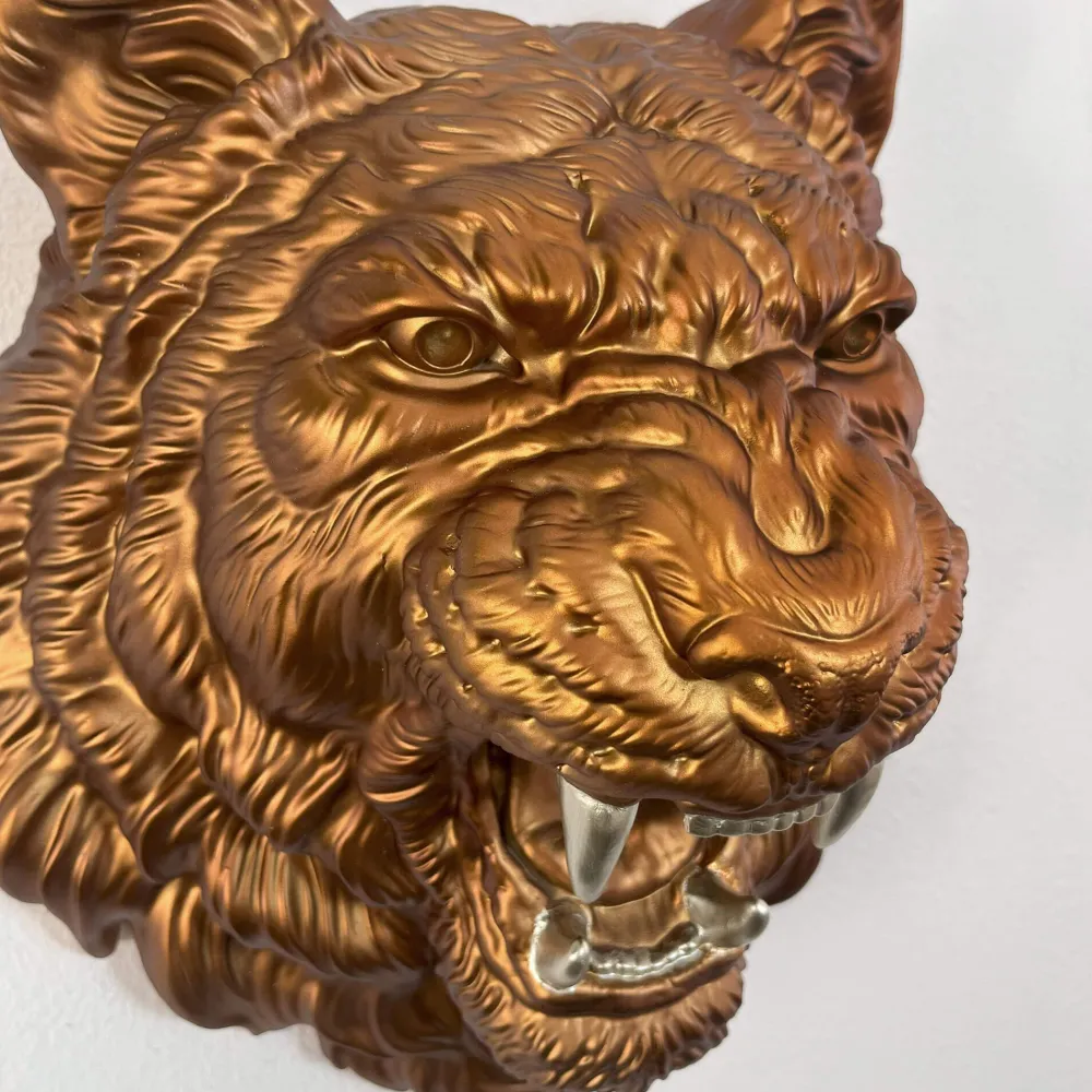 Statues & Sculptures Wall Art|Animals-Mystic Tiger 37cm Bronze Resin Wall Sculpture