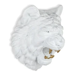 Statues & Sculptures Wall Art|Animals-Mystic Tiger 37cm White Resin Wall Sculpture