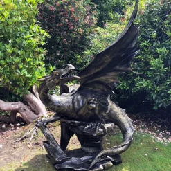 Statues & Sculptures Dragons-Mystical Dragon 232cm Bronze Metal Garden Statue