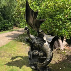 Statues & Sculptures Dragons-Mystical Dragon 232cm Bronze Metal Garden Statue