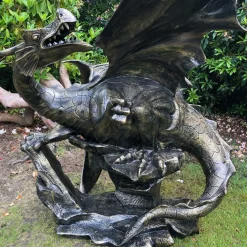 Statues & Sculptures Dragons-Mystical Dragon 232cm Bronze Metal Garden Statue
