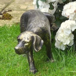 Statues & Sculptures Dogs-Naughty Dog Bronze Metal Garden Ornament