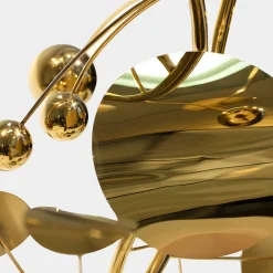 Statues & Sculptures Floor Standing|Abstract-Nebular Bloom 103cm Gold Metal Indoor Sculpture